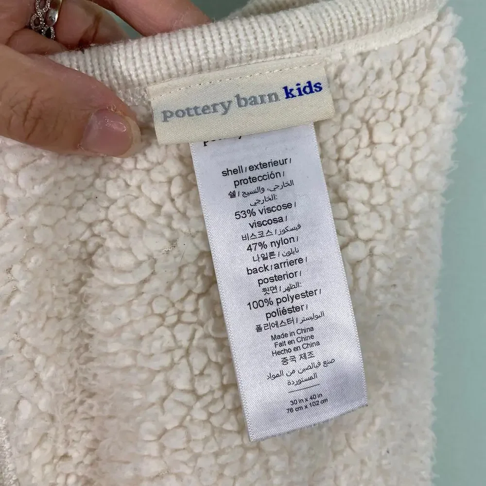 Pottery Barn Baby Cream Shepra Lined Blanket 30 x 40